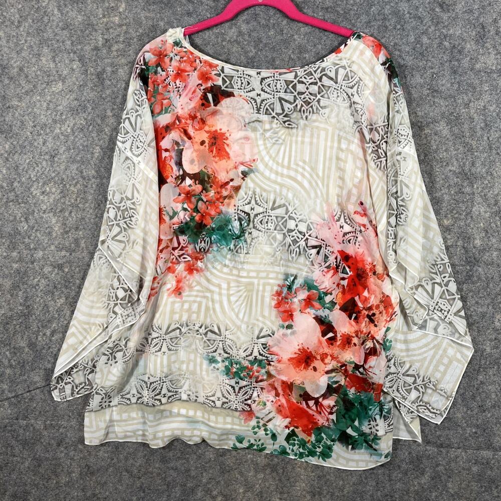 GC Collection‎ Size: XL Floral Studded Sleeveless Seminsheer Lined Blouse - Picture 4 of 6